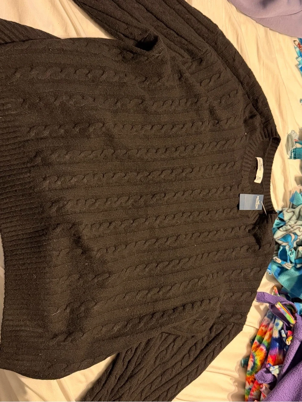 Hollister women’s Cable Knit Crewneck Sweater - Black